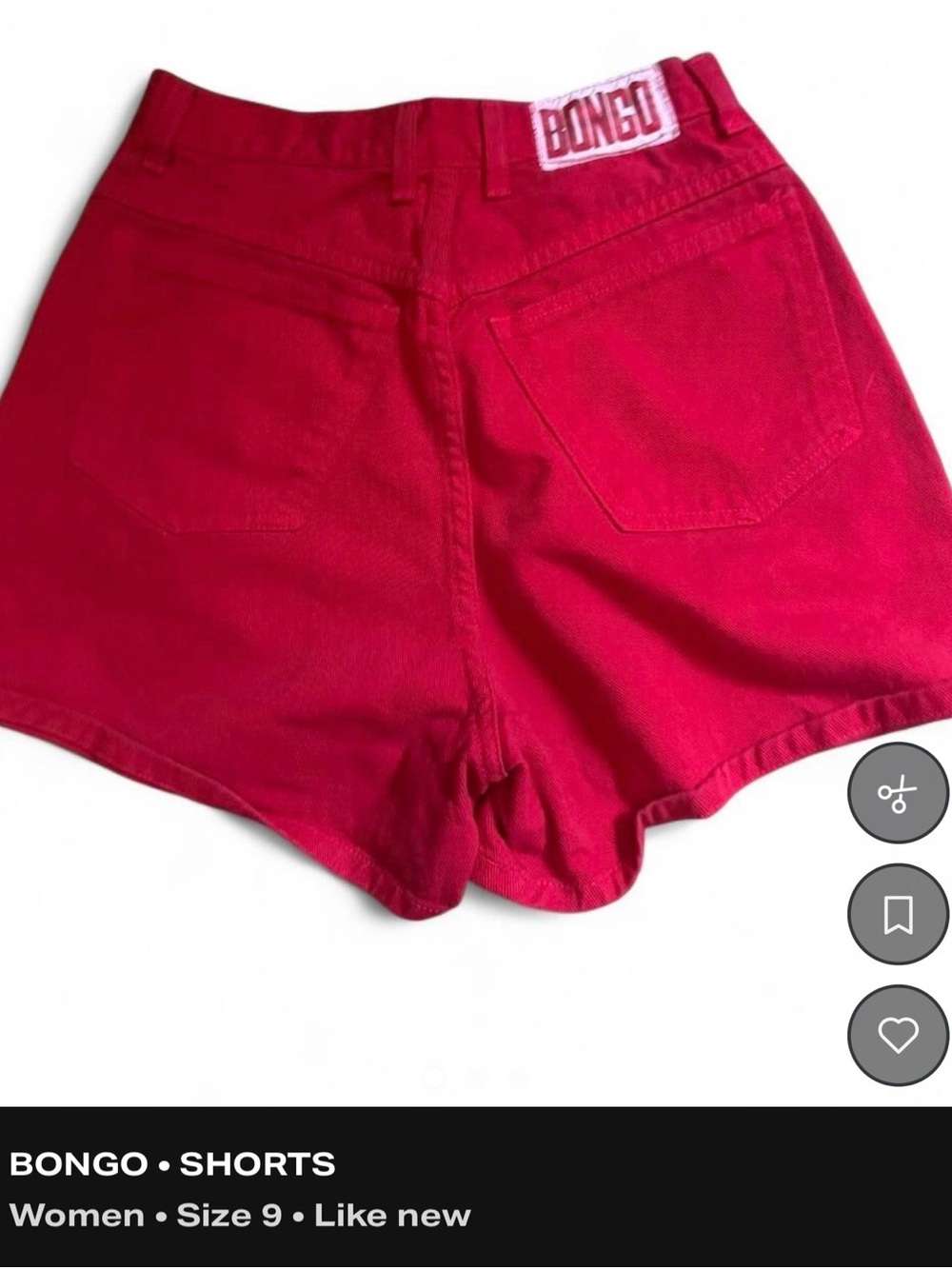 BONGO Women's Bright Red High-Waist Denim Shorts